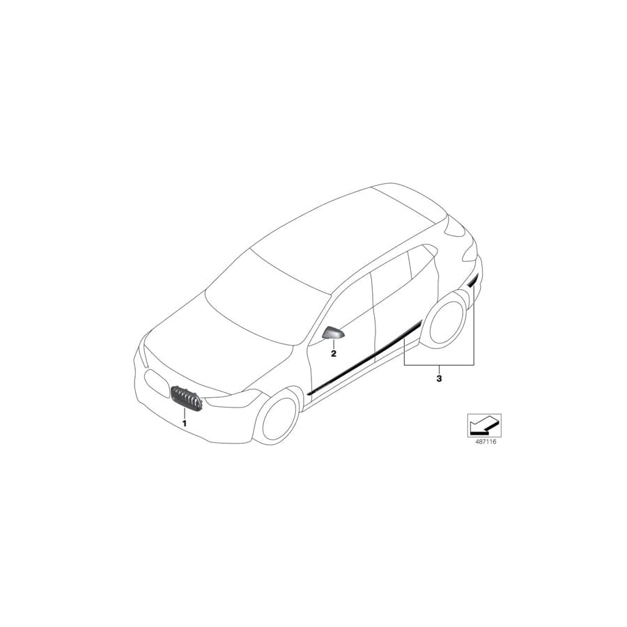 Genuine BMW 51142449810 F39 Foil Application Frozen Black Left/Right M PERFORMANCE (Inc. X2 28i, X2 28iX & X2 25dX)