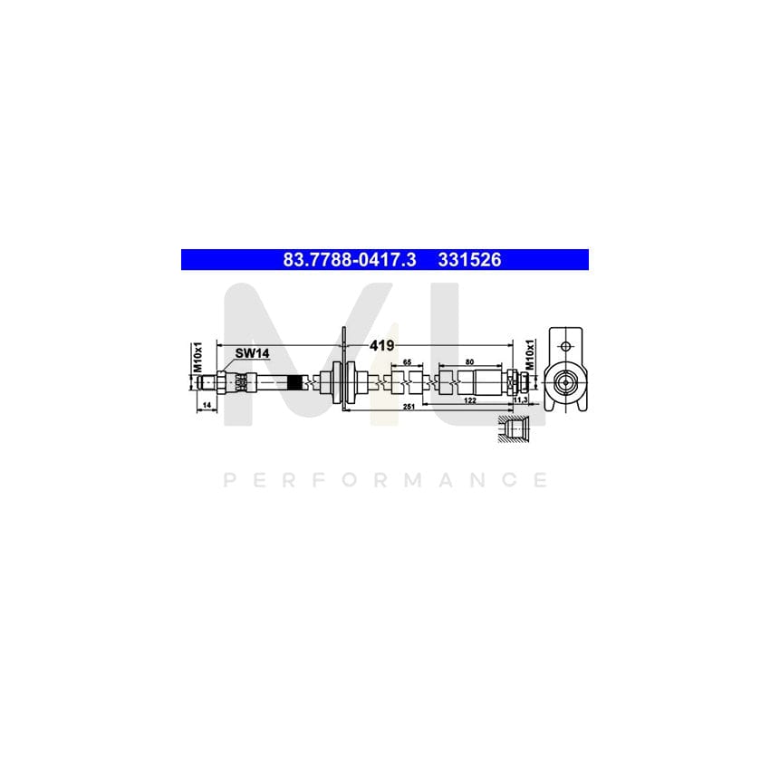 ATE 83.7788-0417.3 Brake Hose for FORD FOCUS 419mm, M10x1
