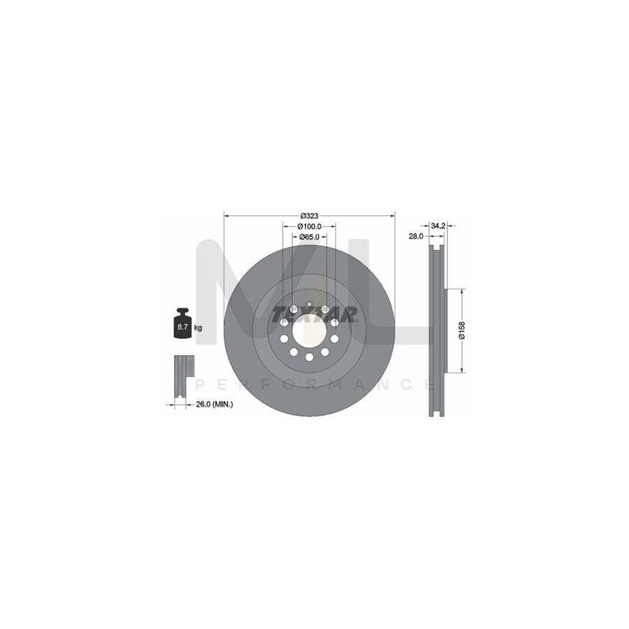 TEXTAR PRO 92168903 Brake Disc for SEAT Leon I Hatchback (1M1) Internally Vented, Coated, without wheel hub, without wheel studs - 1 piece