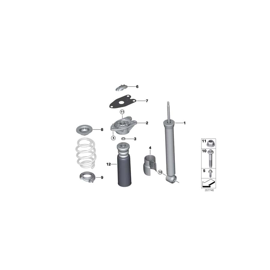 Genuine BMW 33506888464 F39 Shock Absorber, Rear (Inc. X2 20dX, X2 18dX & X2 25iX)