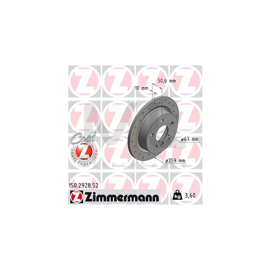 ZIMMERMANN 150.2928.52 Brake Disc Solid, Coated, High-carbon - 1 piece