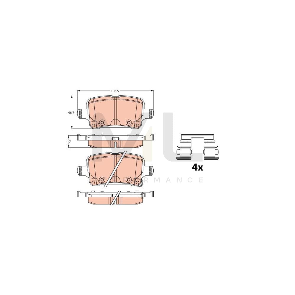 TRW Gdb2180 Brake Pad Set With Acoustic Wear Warning, With Accessories