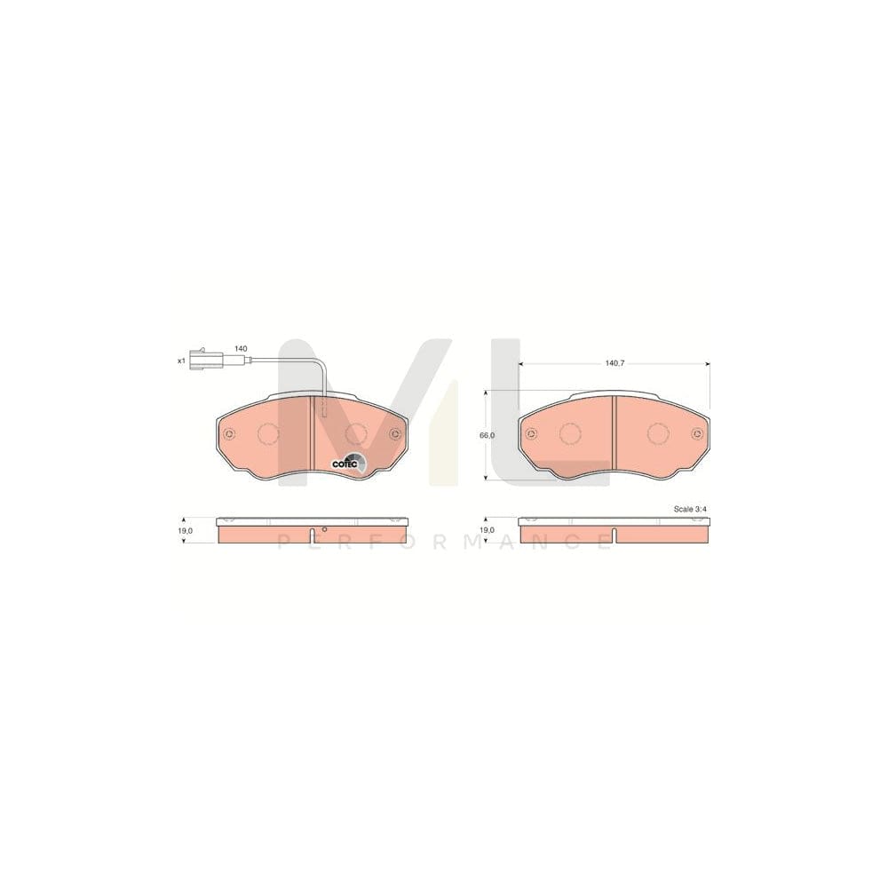 TRW Cotec Gdb1517 Brake Pad Set Incl. Wear Warning Contact