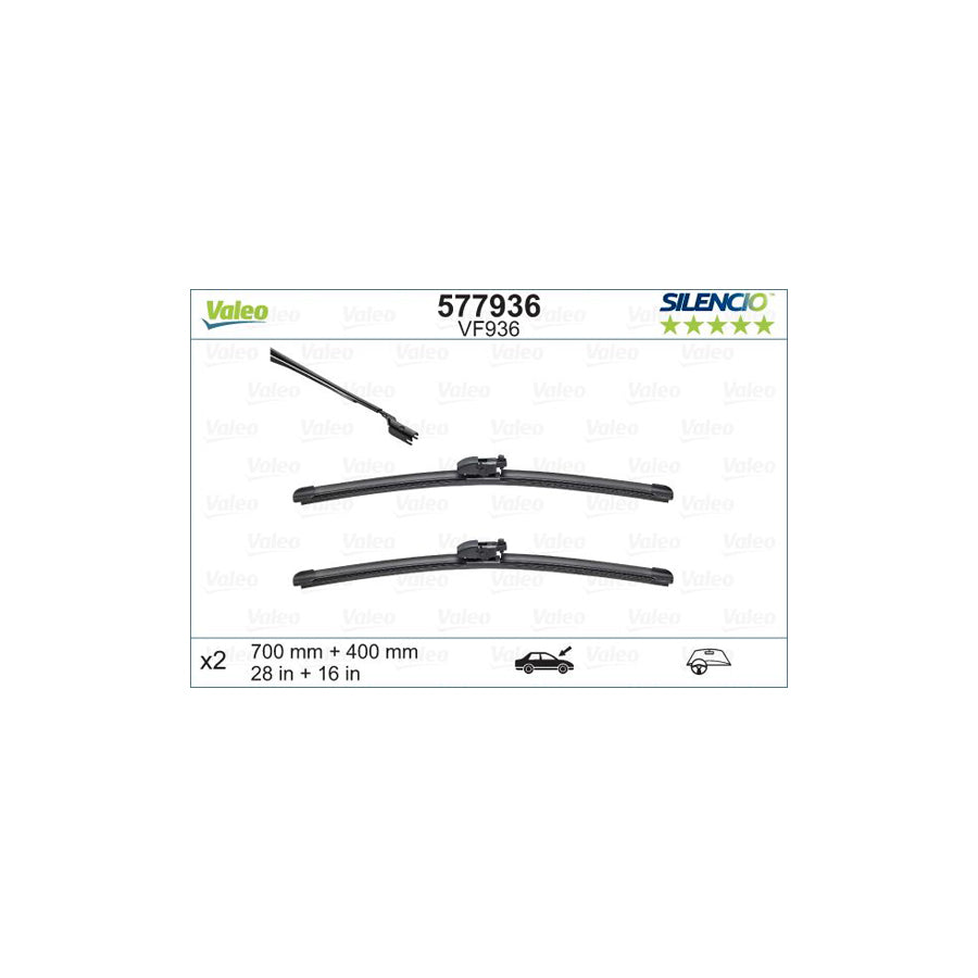 Valeo Silencio Flat Blade Set 577936 Wiper Blade For Toyota Prius