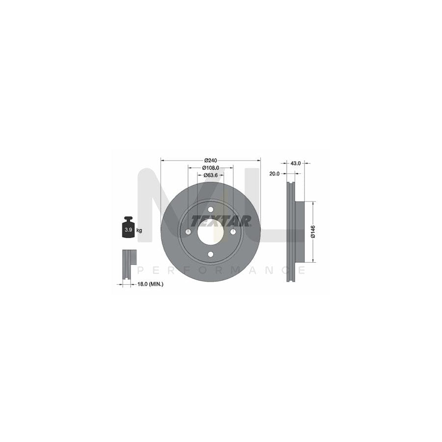 TEXTAR 92051000 Brake Disc Internally Vented, without wheel hub, without wheel studs - 1 piece