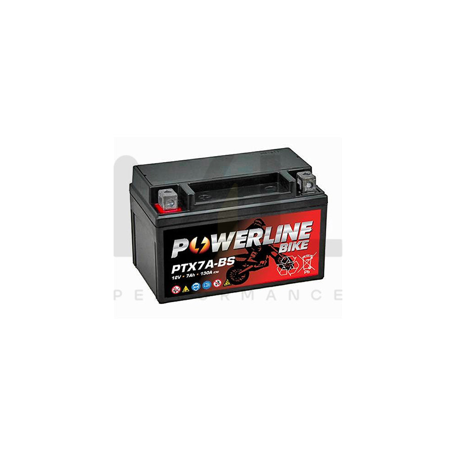 PTX7A-BS Powerline Motorcycle Battery 12V 7Ah | Car Batteries UK | ML Performance Car Parts