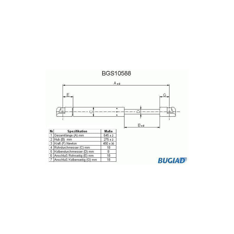 BUGIAD Bgs10588 Tailgate Strut