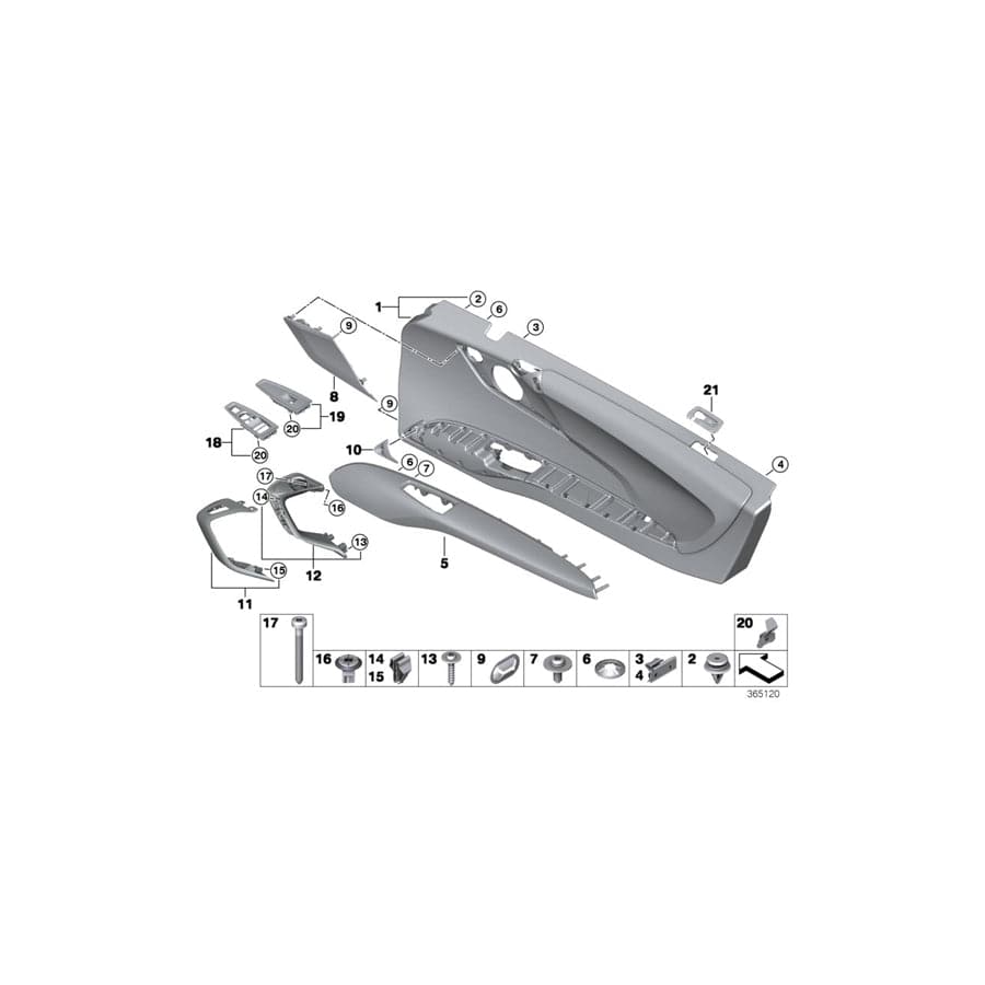 Genuine BMW 51417407665 Door Trim Panel Left CARUMGRAU (Inc. i8)