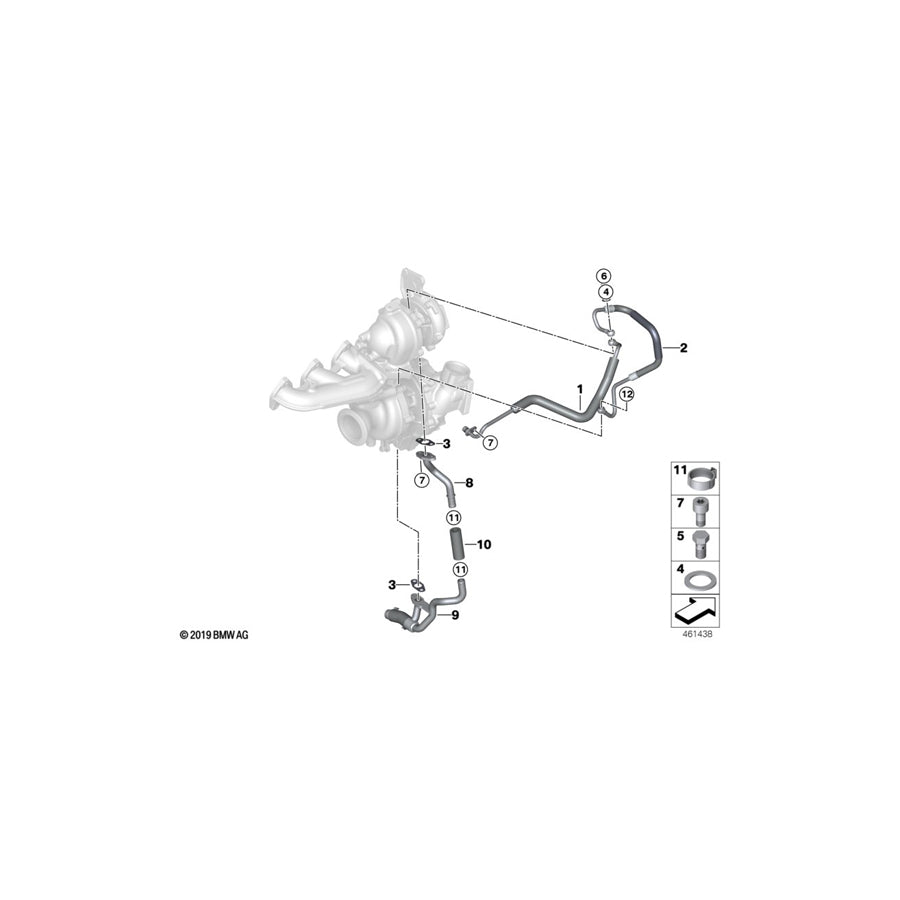 Genuine BMW 11428513624 F34 F33 G11 Oil Line, Supply, Low Compression (Inc. 425d, 725Ld & 225d)