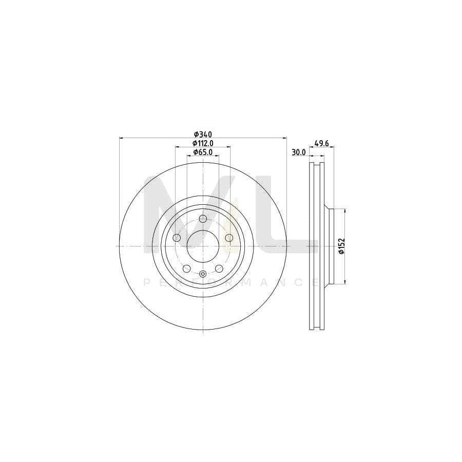 HELLA PRO High Carbon 8DD 355 129-701 Brake Disc for AUDI TT Internally Vented, Coated, High-carbon, without wheel hub, without wheel studs | ML Performance Car Parts