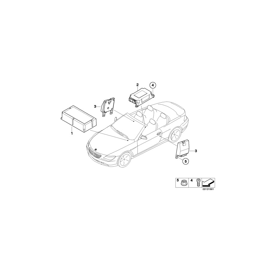 Genuine BMW 65776962888 E64 E85 Sensor, B-Pillar Right (Inc. 630i, Z4 3.0i & 650i)