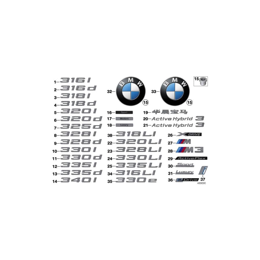 Genuine BMW 51147460255 F30 Emblem, Rear Side Panel, Left E-DRIVE (Inc. 330e)