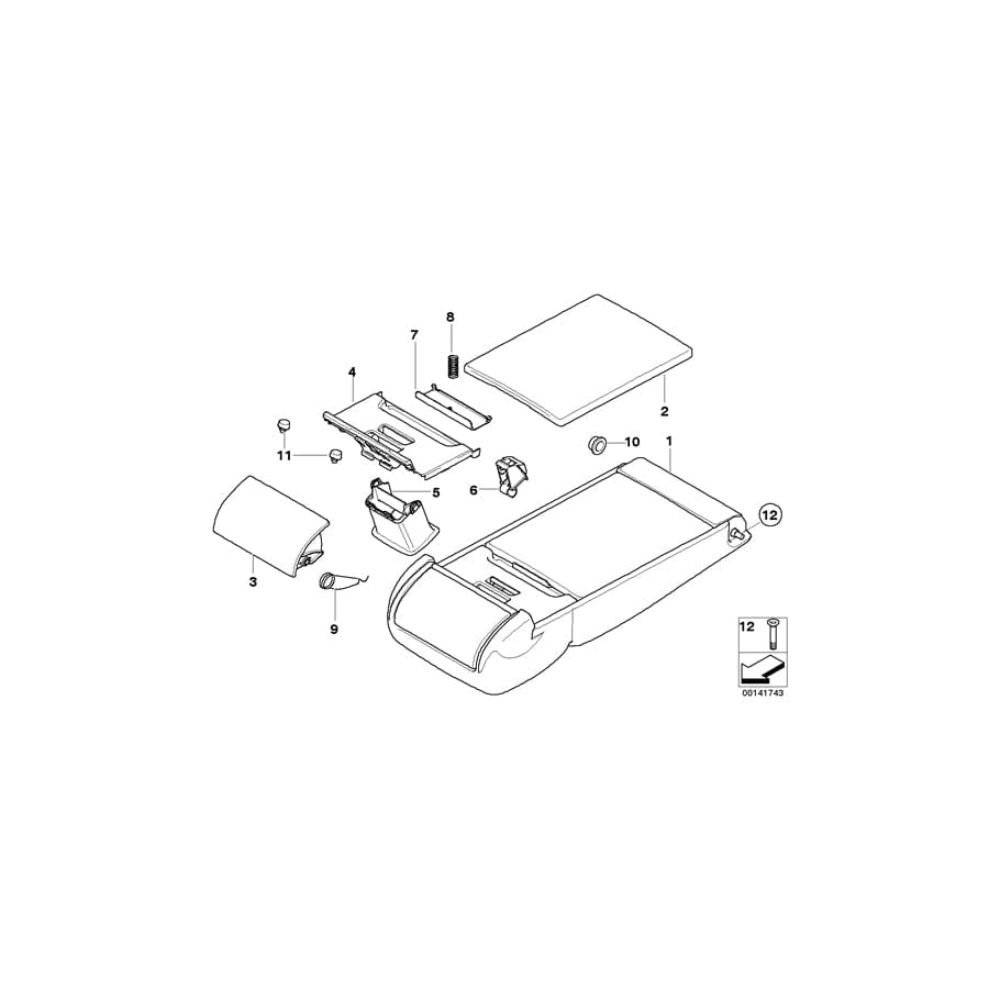 Genuine BMW 52206969578 E61 Armrest Upper Cloth ANTHRAZIT (Inc. 535d, 550i & 520i)