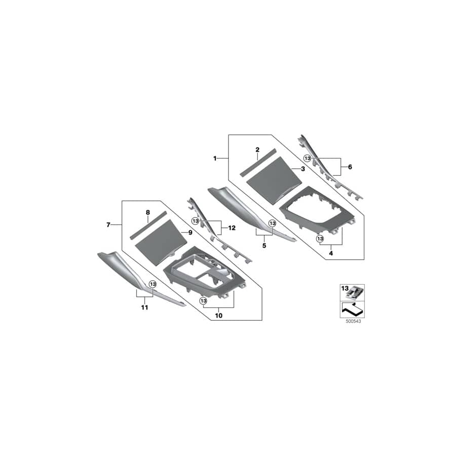 Genuine BMW 51166994076 G20 G21 Center Console Trim, Driver, Accent Chr. SCHWARZ (Inc. 320dX, M340iX & 330i)