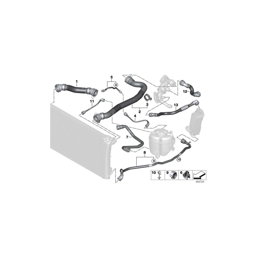 Genuine BMW 11538573382 G11 G01 Hose, Oil Filter Module-Thermostat (Inc. 330d, 640dX & 630d)