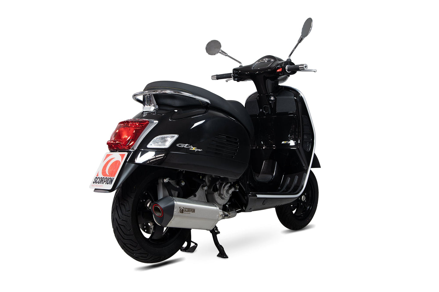 Scorpion RVE217SEO Vespa Serket Parallel Slip-On - Brushed Stainless Steel Sleeve (GTS 125 / 300 HPE) | ML Performance UK UK