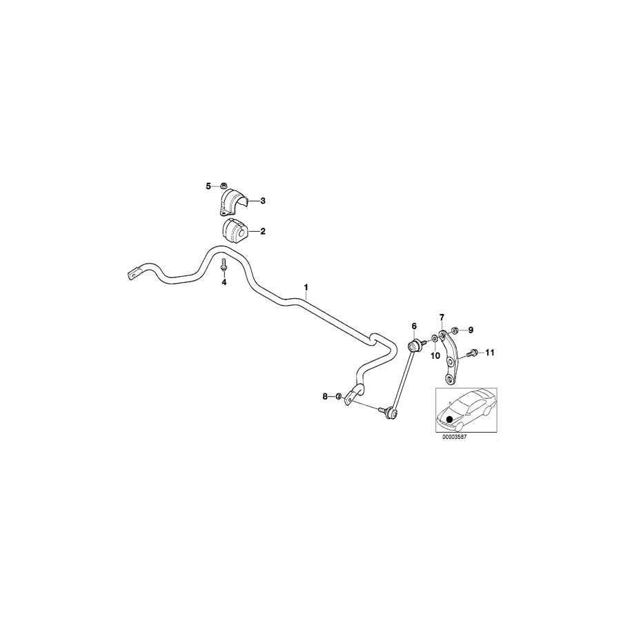 Genuine BMW 31351093107 E39 Stabilizer, Front D=22,5MM (Inc. 530i, 520d & 523i)