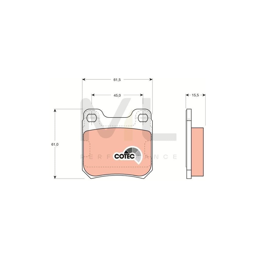 TRW Cotec Gdb915 Brake Pad Set Not Prepared For Wear Indicator