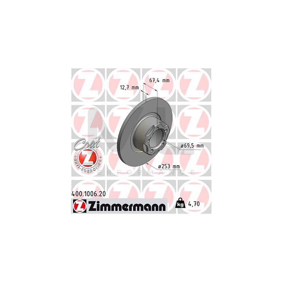 ZIMMERMANN COAT Z 400.1006.20 Brake Disc Solid, Coated - 1 piece