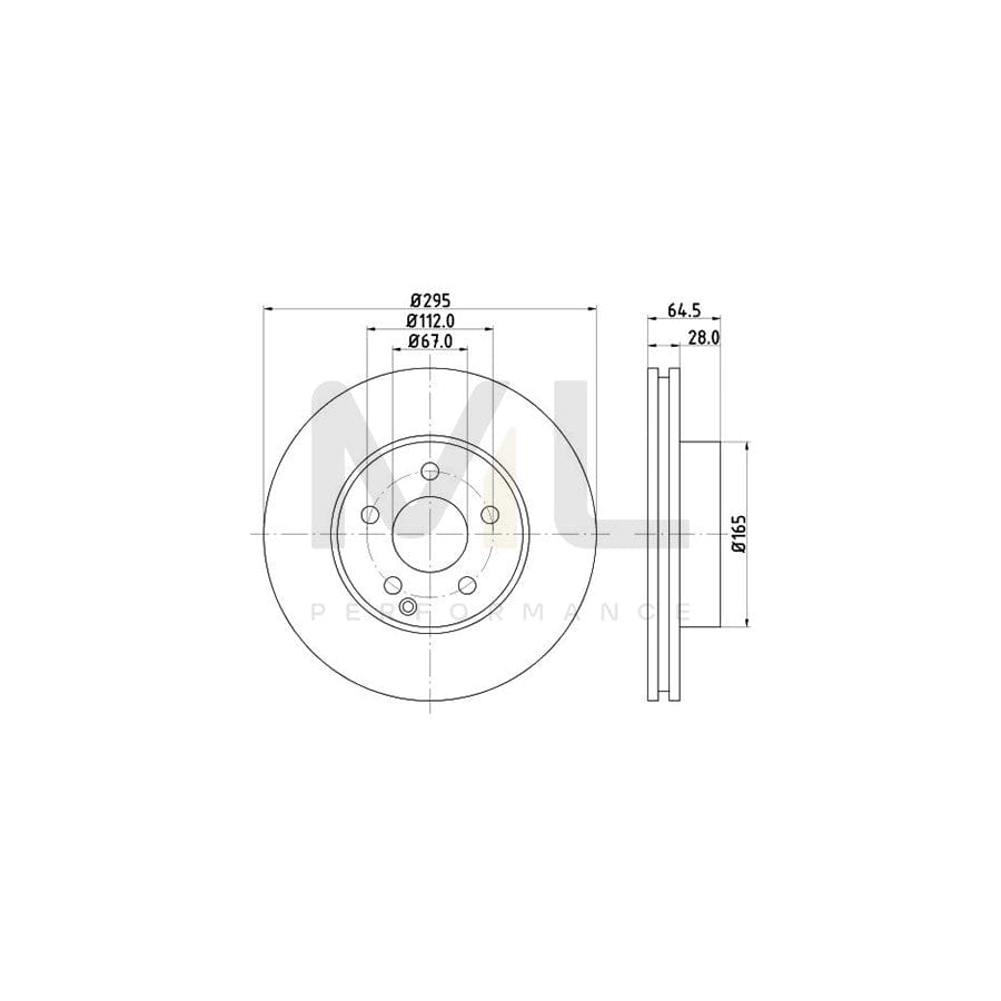 HELLA PRO 8DD 355 114-201 Brake Disc Internally Vented, Coated, without wheel hub, without wheel studs | ML Performance Car Parts