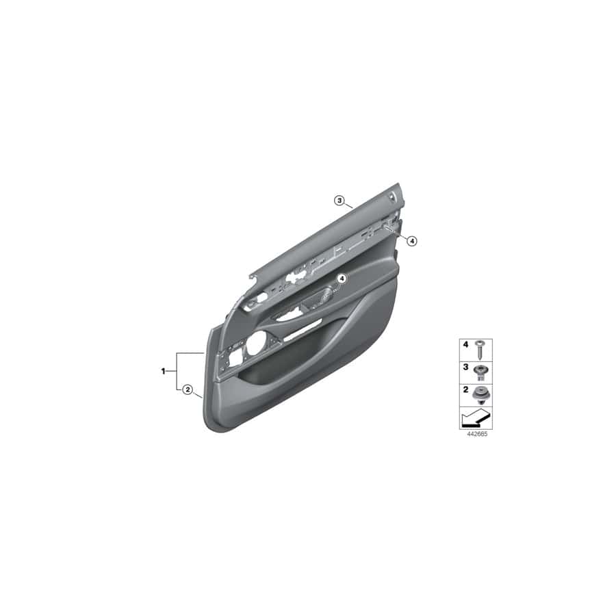Genuine BMW 51417448511 G12 G11 Door Panel, Leather, Front Left SCHWARZ/BEIGE (Inc. 725Ld, 750i & 730i)