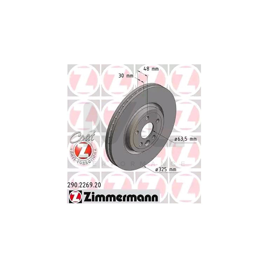 ZIMMERMANN COAT Z 290.2269.20 Brake Disc Internally Vented, Coated, High-carbon - 1 piece