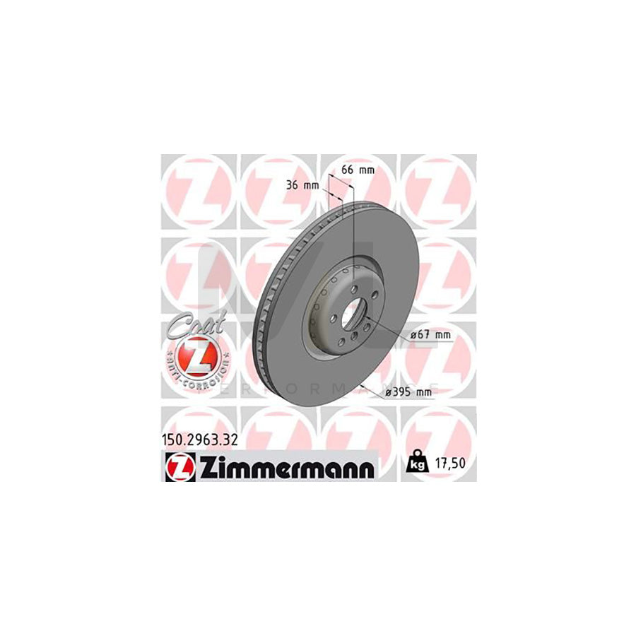 ZIMMERMANN 150.2963.32 Brake Disc Internally Vented, Two-piece brake disc, Coated, High-carbon