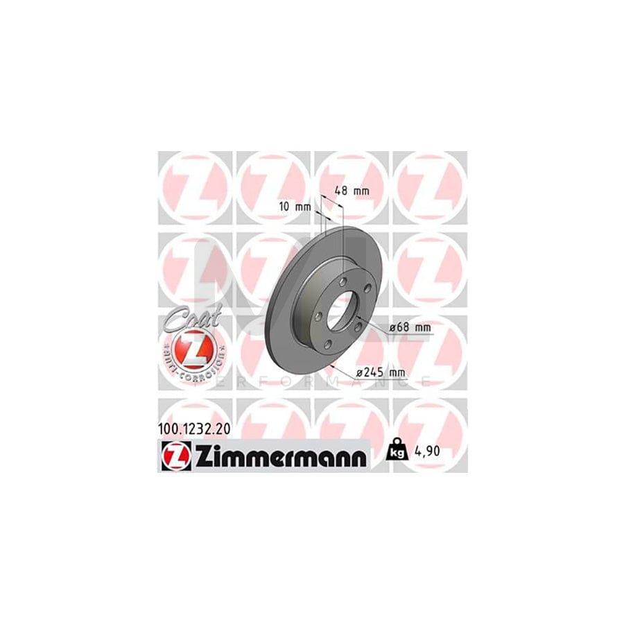 ZIMMERMANN COAT Z 100.1232.20 Brake Disc Solid, Coated - 1 piece