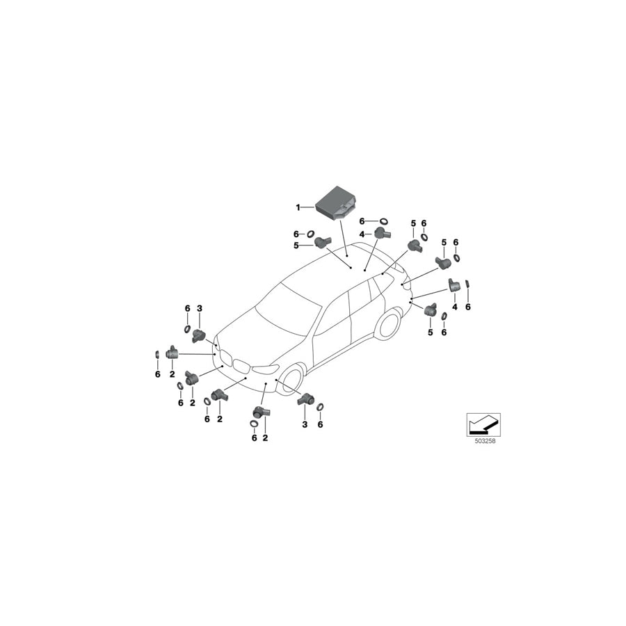 Genuine BMW 66206840241 G01 G02 Ultrasonic Sensor, Terra Brown WC1L (Inc. X4 M40iX, X3 30iX & X4 M40dX)