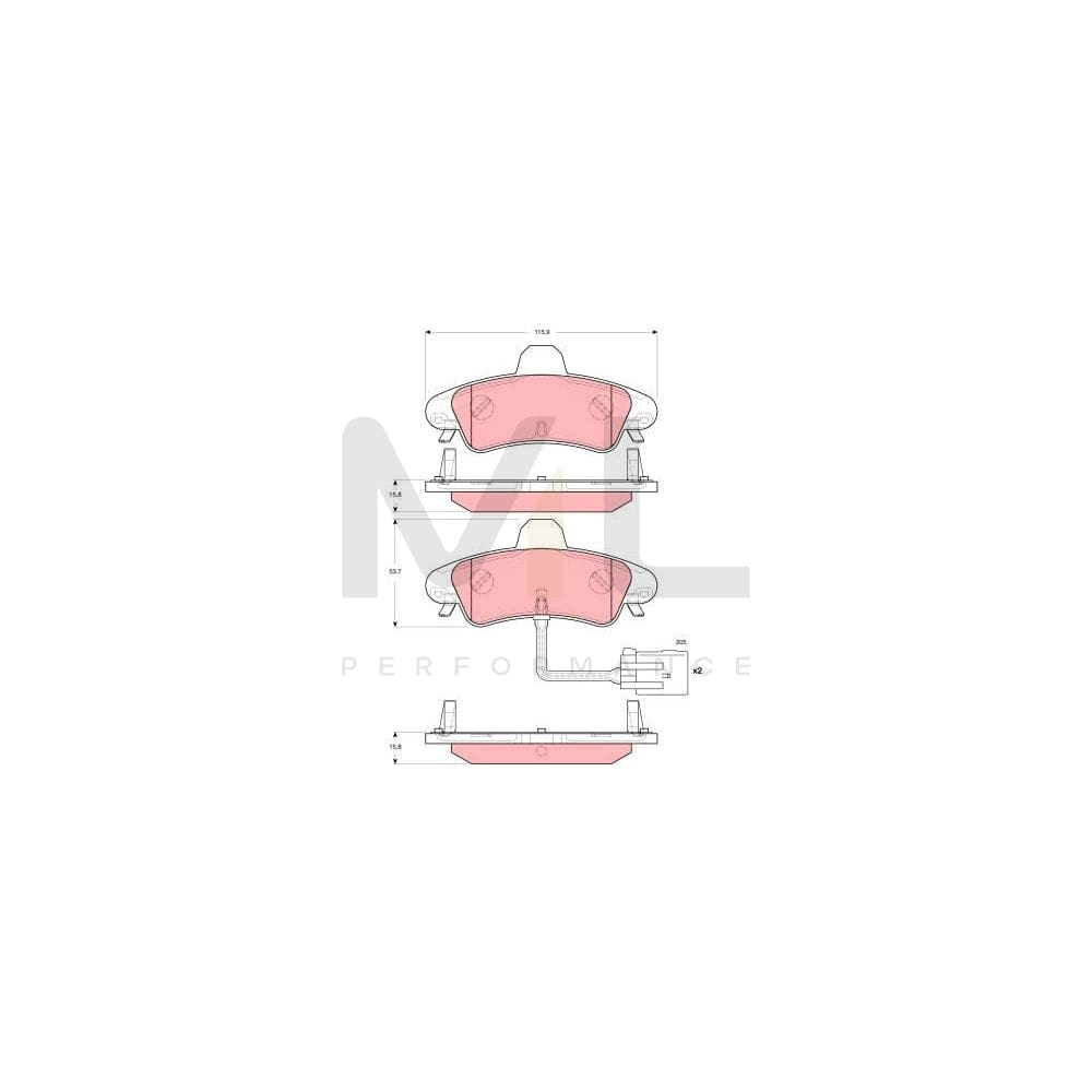 TRW Gdb1581 Brake Pad Set Incl. Wear Warning Contact