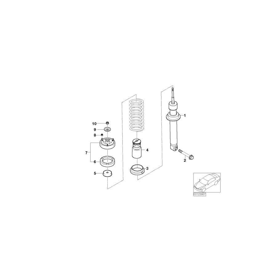 Genuine BMW 33526766995 E60 Spring Strut, Rear (Inc. 540i, 550i & 545i)