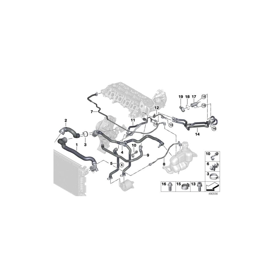 Genuine BMW 11538580491 F45 F39 Wire Hose Connection Cylinder crank case transmiss.oil cooler (Inc. Cooper SD, X1 20d & Cooper D ALL4)
