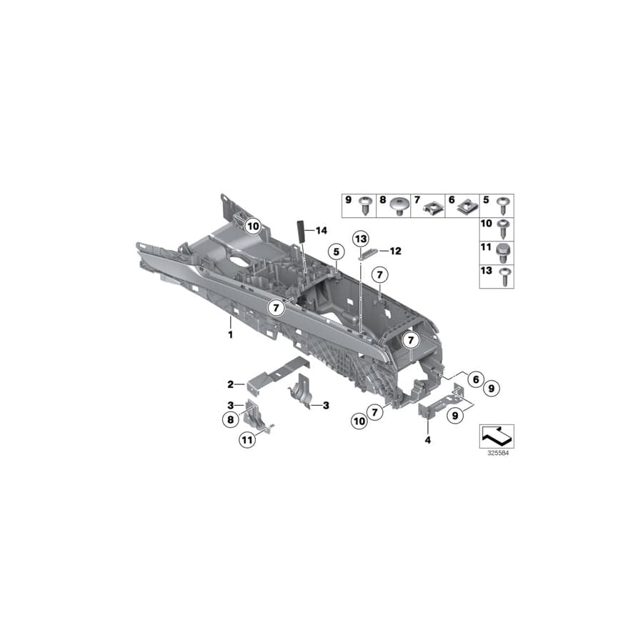 Genuine BMW 51169171248 F03 F04 Mount, Trim Panels, Center Console SCHWARZ (Inc. 730Li, 750LdX & 740Li)