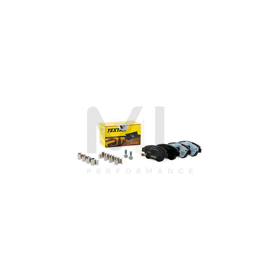 TEXTAR 2398202 Brake pad set with acoustic wear warning, with brake caliper screws, with accessories
