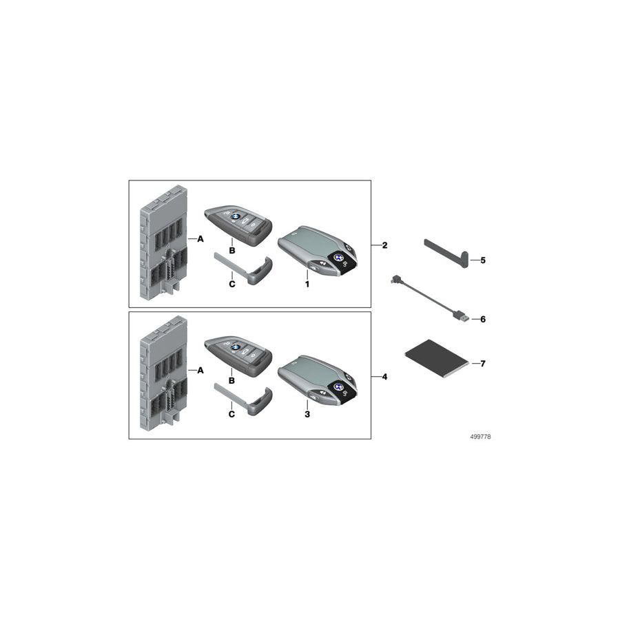Genuine BMW 66129877476 G11 G12 Display Key US RCP (Inc. 750iX, 740i & M760iX)