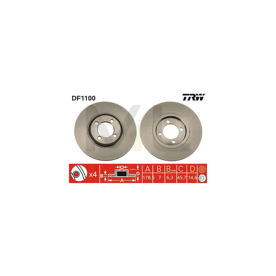 TRW DF1100 Brake Disc Solid - 1 piece