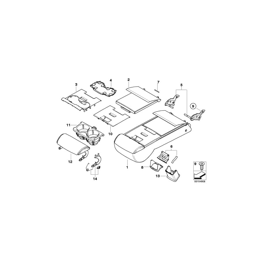 Genuine BMW 52206988617 E60 Armrest Basis With Shelf, Leather GRAU (Inc. 528xi, 528i & 530xi)