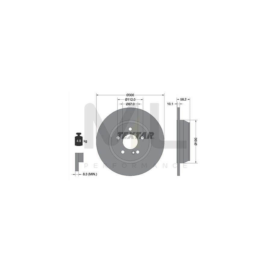 TEXTAR PRO 92182003 Brake Disc suitable for MERCEDES-BENZ SL Convertible (R230) Solid, Coated, without wheel hub - 1 piece