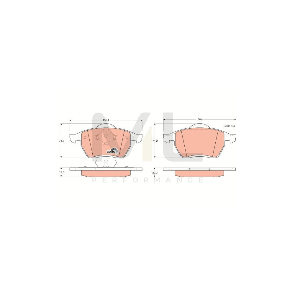 TRW Cotec Gdb1204 Brake Pad Set Not Prepared For Wear Indicator
