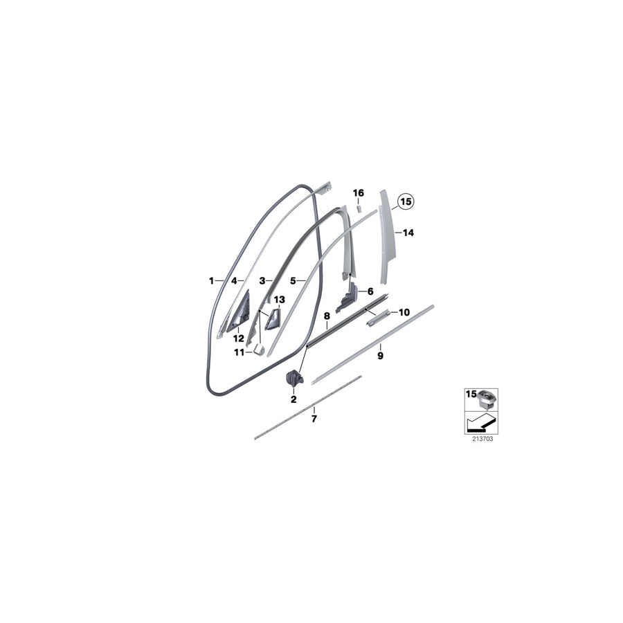 Genuine BMW 51767182285 F10 F11 Seal, Door Seam, Roof Front Left (Inc. 528iX, 520d ed & 535i)