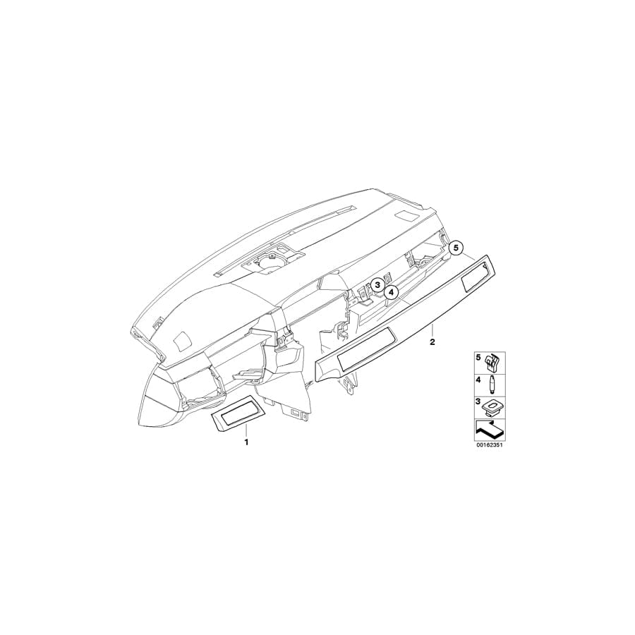 Genuine BMW 51457906361 E60 E61 Noble-Wood Strip, I-Panel Left CARRARA (Inc. M5)