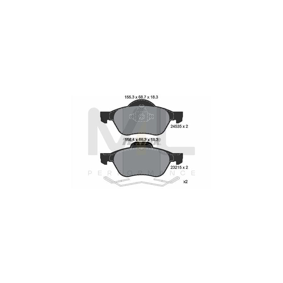 TEXTAR 2453501 Brake pad set not prepared for wear indicator, with accessories