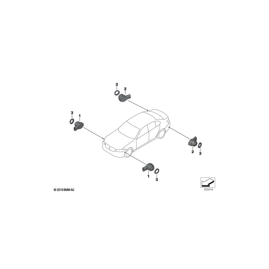 Genuine BMW 66209460321 F44 Ultrasonic Sensor, Snapper Rocks Blue WC1G (Inc. M235iX, 228iX & 218i)