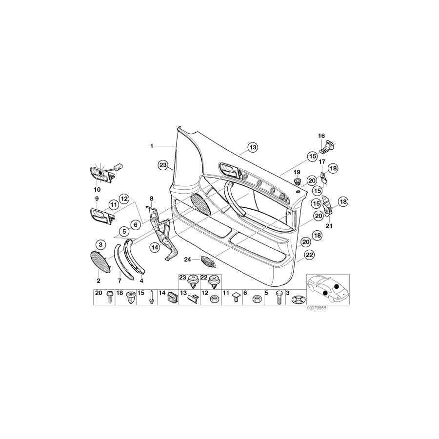 Genuine BMW 51417122219 E53 Door Trim Panel, Front Left TRÜFFELBRAUN (Inc. X5)