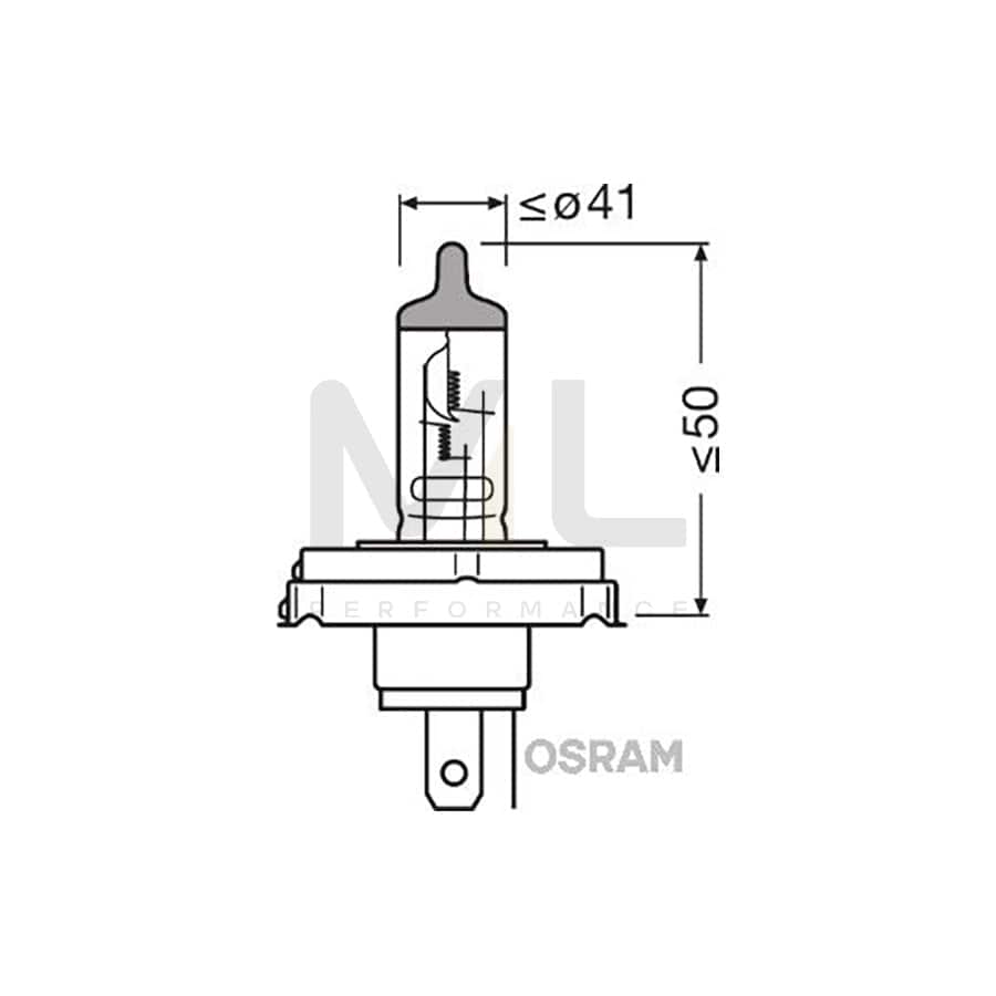 OSRAM ORIGINAL 64183-01B Bulb, spotlight R2 (Bilux) 12V 45/40W P45t 3200K Halogen