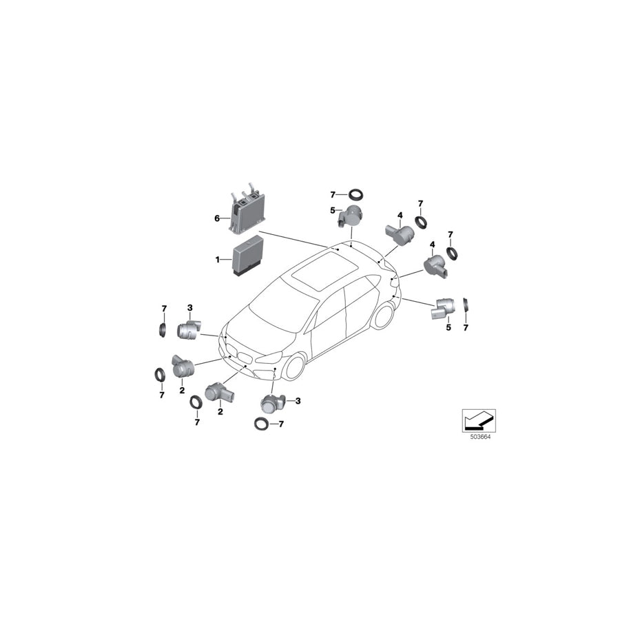 Genuine BMW 66209336906 F48 F46 Ultrasonic Sensor, Mineral Gray WB39 (Inc. i3 120Ah Rex, X2 25iX & JCW ALL4)