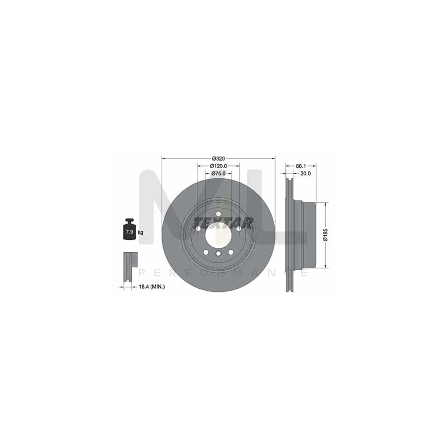 TEXTAR PRO 92202003 Brake Disc for BMW 5 Series Internally Vented, Coated, without wheel hub, without wheel studs - 1 piece