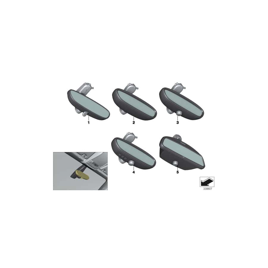 Genuine BMW 51166821265 Rearview Mirror Ec / Led / Gto / Compass (Inc. i3 60Ah, i3s 120Ah Rex & i3s 120Ah)