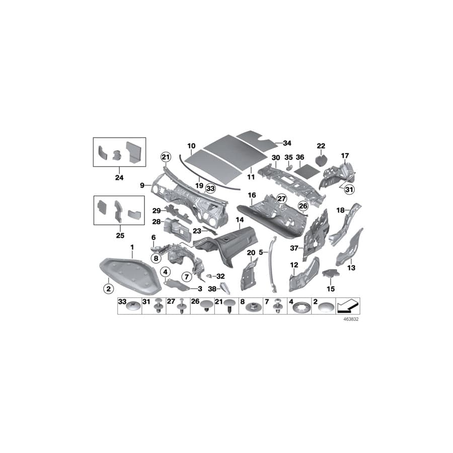 Genuine BMW 51487221966 F22 F20 Sound Insulat., Splash Wall, Upper Part LHD (Inc. 220d, 116d ed & M140iX)