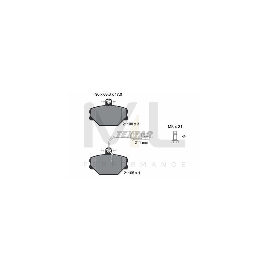 TEXTAR 2110005 Brake pad set with integrated wear warning contact, with brake caliper screws